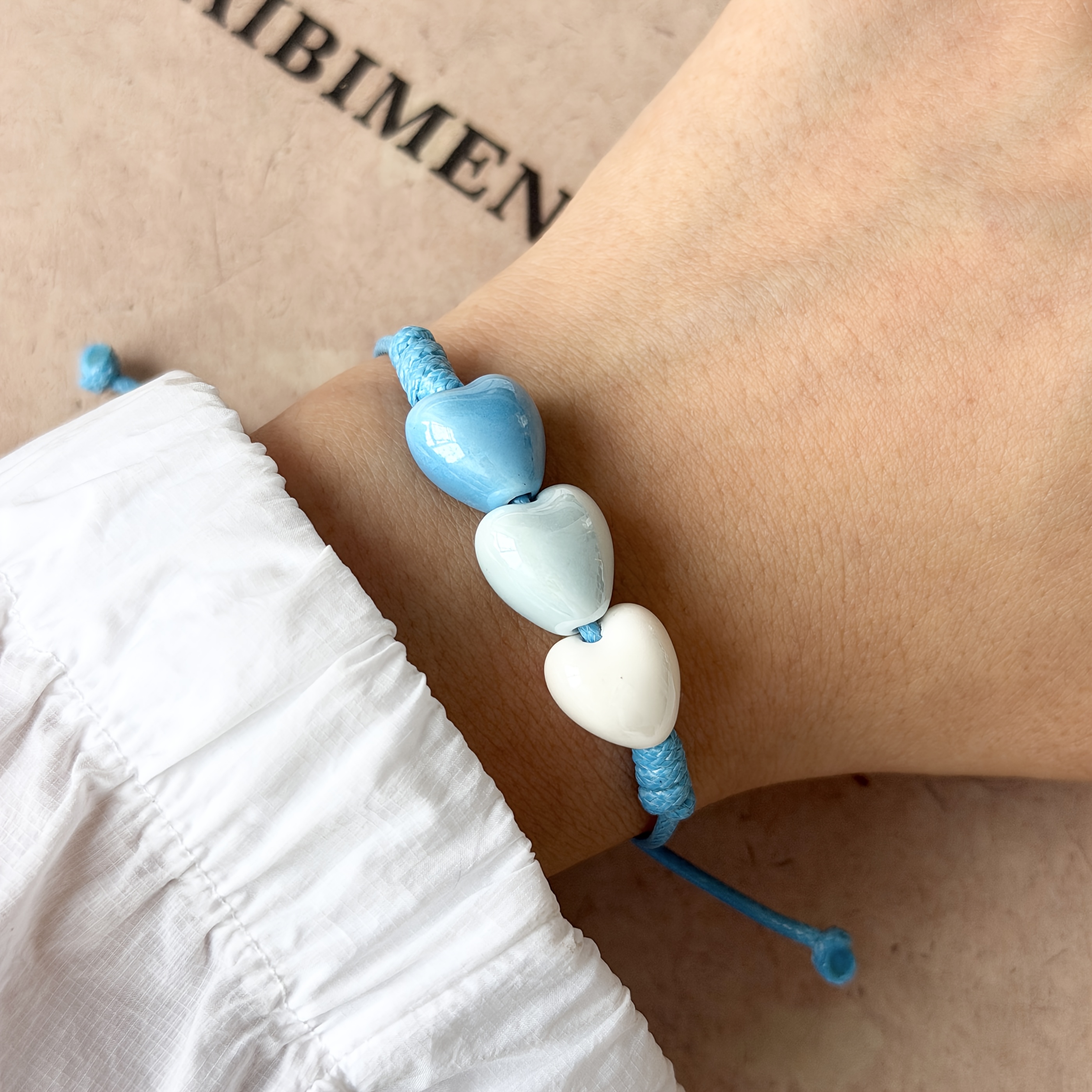 Women's Hand-woven Blue Gradient Heart Bracelet, Seaside Gift